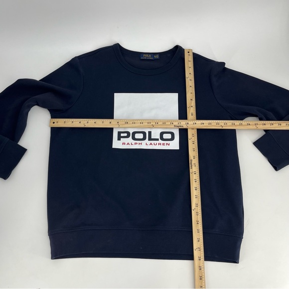 Polo By Ralph Lauren Sweatshirt Mens XL Navy Blue Box Logo Crewneck P Wing 1992 - Picture 8 of 9